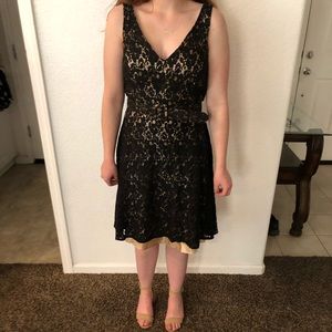 Lace Black and Gold Dress with Belt